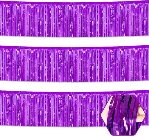 Miniatura 12 de Paquete de 3 guirnaldas largas de flecos metálicos de aluminio negro dorado para colgar en la pared, Día de la Madre, Pascua, flotadores de desfile