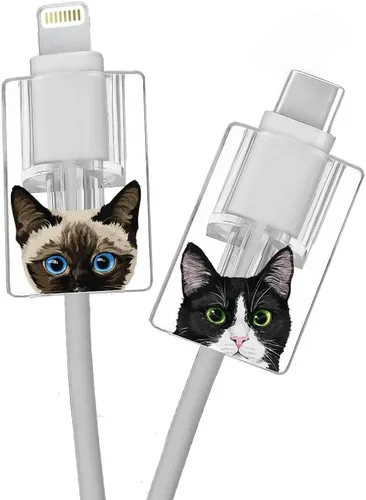 Miniatura 8 de FINCIBO Juego de 2 fundas protectoras para el cabezal de carga de cables, protectores de cable de carga, bonitos protectores de cable para cable