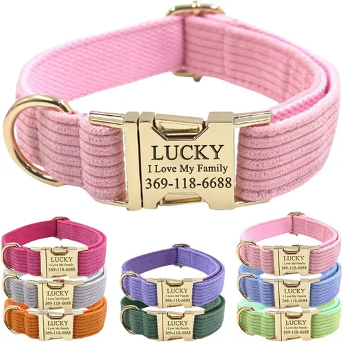 Miniatura 12 de PETDURO Collar de perro personalizado en púrpura claro de luxo suave - Cordón de cordero - Collar personalizado con nombre y teléfono grabados