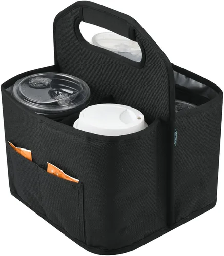 Miniatura 7 de Beautyflier Transportador de bebidas con asa para entrega reutilizable, aislado, portador portátil para 4 tazas con asa organizador, bolsa de mano