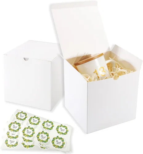 Miniatura 9 de Frantis Paquete de 24 cajas de regalo blancas con tapas, cajas de regalo pequeñas de 4 x 4 x 4 pulgadas para bodas, propuestas de dama de honor