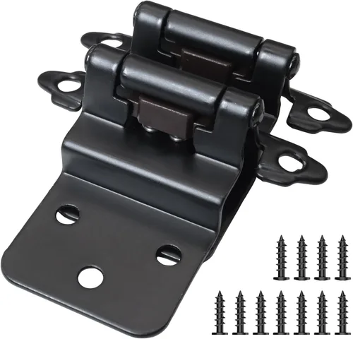 Bisagras para puertas de gabinete de cocina de 3/8 pulgadas, paquete de 4 pares de bisagras de gabinete semiocultas negras, bisagras de puerta de