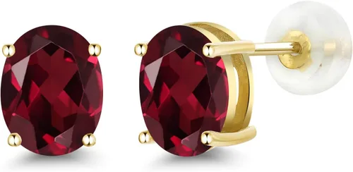 Miniatura 222 de Gem Stone King Aretes de oro de 14 quilates con piedra natal ovalada de 0.315 x 0.236 in Aretes de oro para mujer