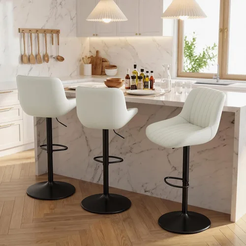 Miniatura 29 de Nalupatio Juego de 1 taburetes de bar, taburetes de bar giratorios modernos ajustables con respaldo, sillas de isla de tela de rendimiento de altura