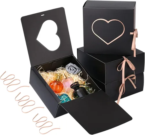 Dekun 3 cajas de regalo con tapas a granel para regalos, cajas de papel con forma de corazón de 9 x 9 x 4 pulgadas, perfectas para regalos de dama