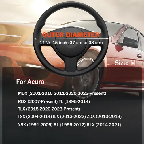 Miniatura 7 de XHRING Funda para volante de automóvil para Acura MDX RDX TLX Integra TL TSX ILX ZDX NSX RL RLX RSX Type s A-spec Advance SH-WAD Accesorios, Cuero