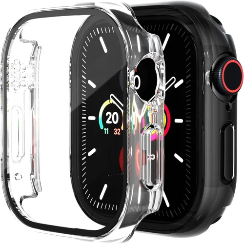 Miniatura 12 de Paquete de 2 fundas de vidrio templado compatibles con Apple Watch, protector de pantalla de policarbonato duro, protección general ligera contra