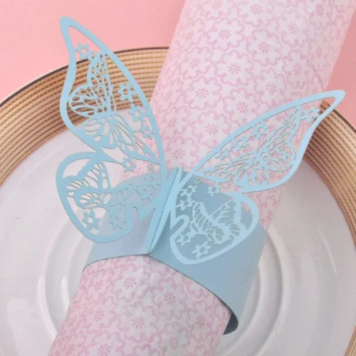 Miniatura 2 de 50 servilleteros de mariposa cortados con láser para cenas, mesas, diarios, bodas, aniversarios, fiestas, decoración de baby shower, suministros