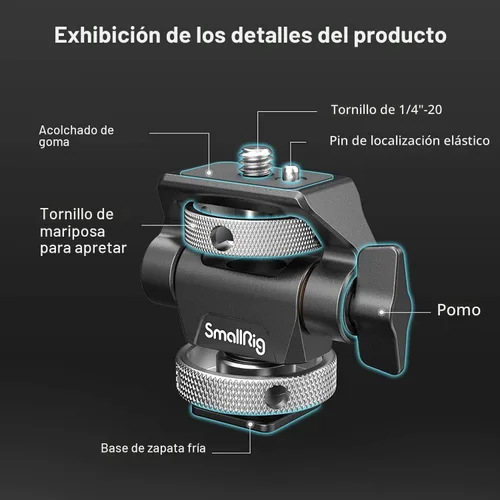 Miniatura 2 de SmallRig Soporte de montaje para monitor de campo giratorio e inclinable ajustable con soporte de zapata fría para monitor de 5" y 7
