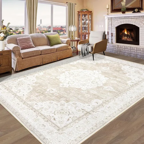 Miniatura 34 de Aoyaomi Alfombra de Área Vintage para Sala de Estar - 5x7 Grande Lavable a Máquina Boho Marroquí Desgastada Alfombras Estilo Granja para Dormitorio