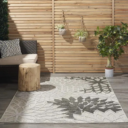 Miniatura 112 de Nourison Aloha - Tapete negro/blanco para interior o exterior, 2 pies y 3 pulgadas x 8 pies, tropical, botánico, fácil limpieza, no desprende pelo
