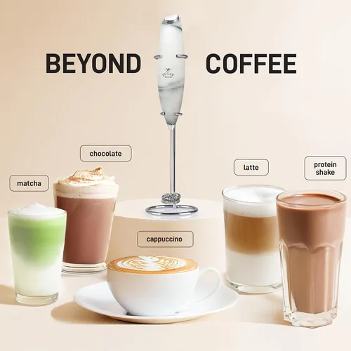 Miniatura 508 de Zulay Milk Boss Espumador de leche potente manual, hace espuma para latte, batidor para mezclar bebidas, café, miniespumador para capuchino, frappé