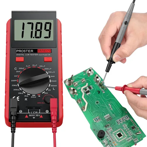 Miniatura 6 de Proster Medidor LCR - Probador de Resistencia de Inductancia y Capacitancia Multímetro con Autodescarga y Pantalla de Sobrecarga