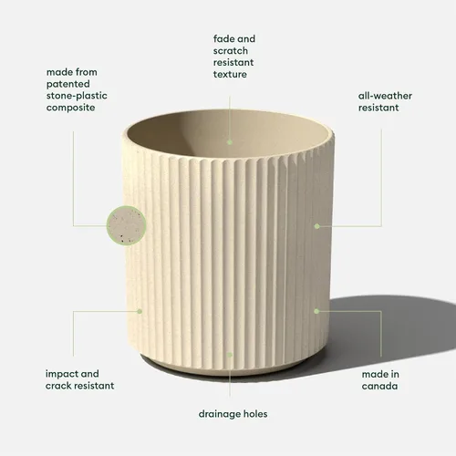 Miniatura 2 de Veradek Demi Series Maceta redonda para porche, patio, jardín trasero Material duradero de plástico-hormigón Decoración moderna para plantas