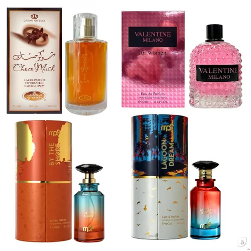 Miniatura 29 de AFLUXE Set de perfume para mujer, 4 piezas, colección Eau De Parfum de larga duración, almizcle Choco/Milano Mujer/6pm Rosa/7AM Fresh