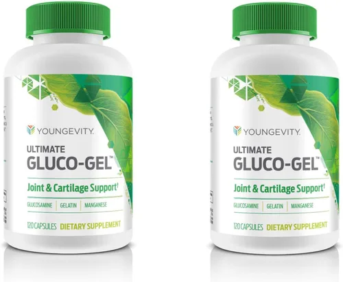 Youngevity Ultimate Gluco-Gel - para huesos, tendones, huesos y cartílagos | Contiene glucosamina, gelatina y manganeso | 2 botellas