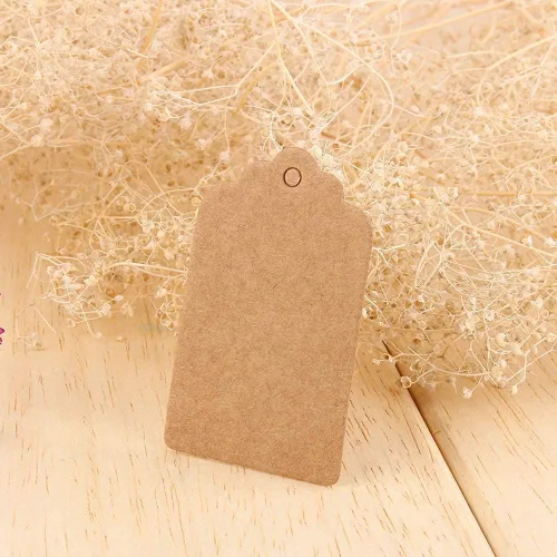 Miniatura 4 de Etiquetas para envolver regalo de 2.0 x 1.2 in, 100 etiquetas de regalo de papel kraft para cumpleaños, tarjeta de nombre en blanco para boda