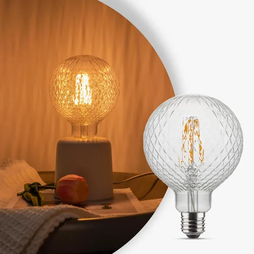 Miniatura 16 de Focos de luz, 4 W, regulables, decorativos, grandes, únicos, ámbar, globo, G125 Edison, bombillas LED con filamento de jaula de ardilla, base media