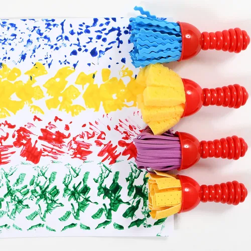 Miniatura 6 de READY 2 LEARN Herramientas de arte texturizadas - Juego de 4 pinceles de pintura jumbo para niños pequeños y niños - Juego de 2 - Patrones y efectos