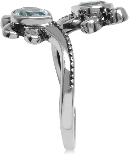 Miniatura 3 de Silvershake Piedras preciosas de plata de ley 925, anillo ajustable de derivación de tortugas marinas para mujer