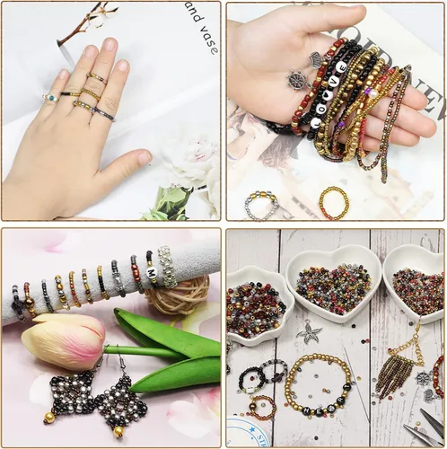Miniatura 5 de Cuentas de semillas de 3.88 oz, alrededor de 4000 piezas, 0.118 pulgadas 8/0 de cristal negro mate para hacer aretes, pulseras, colgantes, joyas