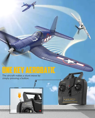 Miniatura 3 de VOLANTEXRC Avión RC para principiantes, Avión RC WWII de 4 canales F4U Corsair con aileron, Avión de control remoto de 2.4Ghz con sistema