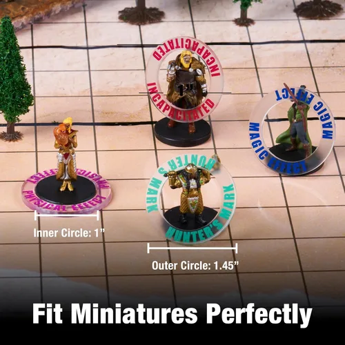 Miniatura 3 de 96 marcadores de efectos de estado Figuras DND acrílicas 24 anillos de condiciones Accesorios DND para RPG como Calabozos y Dragones 5ª edición