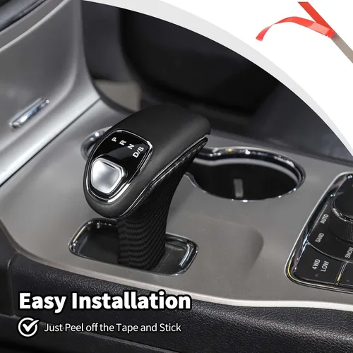Miniatura 4 de JWWY Cubiertas para perillas de cambio Compatible con accesorios para Jeep Grand Cherokee 2014-2015 2 piezas Fibra de carbono