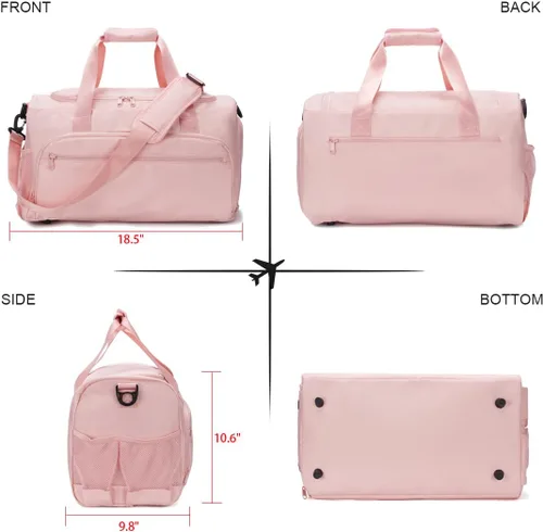Miniatura 6 de Bolsa de gimnasio para hombres y mujeres, pequeña bolsa deportiva con bolsillo húmedo y compartimento para zapatos, bolsa de lona resistente al agua