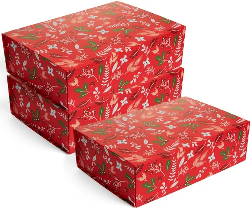 Miniatura 12 de Caja de regalo de recuerdo de lujo, paquete de 3 cajas decorativas florales rosas con tapas magnéticas para regalos, caja de recuerdos de boda