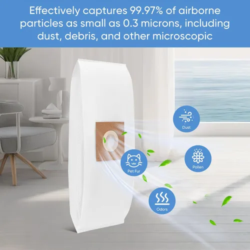 Miniatura 5 de Paquete de 12 bolsas de vacío con filtro tipo Y para aspiradoras Hoover WindTunnel de estilo vertical Y, Z, YZ, repuesto para piezas 4010100Y