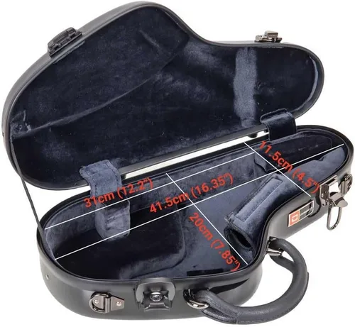 Miniatura 3 de Crossrock Pro-Grade - Estuche curvo para saxofón soprano Negro brillante, cerradura TSA, protección de élite, correas de mochila desmontables