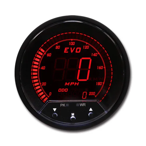 Miniatura 2 de MOTOR METER RACING Serie EVO 85mm 3-3/8" Velocímetro GPS Digital de 200 MPH LED Azul Rojo Blanco Verde Retroiluminación Función de Advertencia