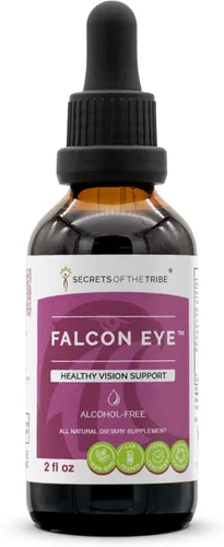 Secrets of the Tribe Falcon Eye Extracto sin alcohol, arándano sin alcohol, ojo de ojo, ginkgo, té verde, zanahoria, uva. Tintura glicerita apoyo