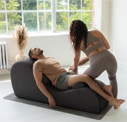 Miniatura 2 de Avana Chakra Yoga Chaise - 2 reposacabezas ajustables y asas con correas ajustables, micro terciopelo/microbucle, negro y gris