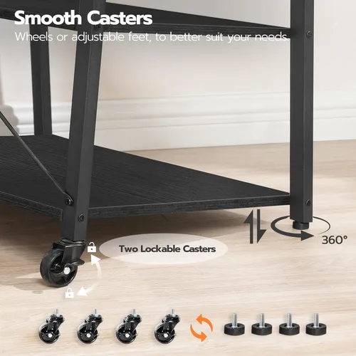 Miniatura 6 de HOOBRO - Soporte de TV móvil con soporte y toma de corriente hasta 55 pulgadas, centro de entretenimiento de esquina, soporte de TV pequeño con 3