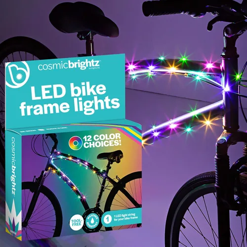Miniatura 11 de Brightz CosmicBrightz - Cuerda de luz LED para marco de bicicleta, cuerda de 6.5 pies, funciona con pilas con interruptor de encendido/apagado