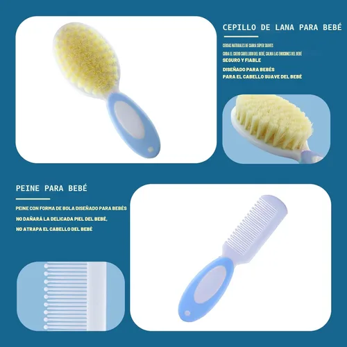 Miniatura 4 de Kit de aseo para bebés, esenciales para recién nacidos, kit portátil de cuidado del bebé, contiene cortaúñas para bebés, peine para bebés, cepillo