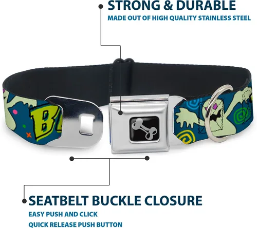 Miniatura 4 de buckle-down "Fantasma Boo. Azul/Multi Color Collar de perro hueso, amplia Medio/16 – 23