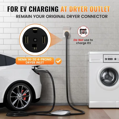 Miniatura 3 de MECMO Adaptador de cargador EV de nivel 2 de 14-30P a 14-50R, adaptador de cargador de secadora de 4 clavijas a cargador EV de 30 A