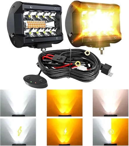 Miniatura 11 de ASLONG 4 Piezas Cubos LED 3X3 Blanco/Ámbar Pods Estroboscópicos de Inundación Trabajo con Halo RGB Chaser 16 Colores Sólidos Más de 92 Modos