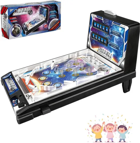 Juego electrónico de pinball de mesa, máquina de arcade retro con luces, sonidos y marcador, juguete de disparo de bola de escritorio, para niños y