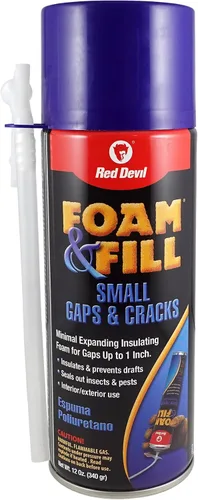 Red Devil 0913 Foam & Fill Small Gaps & Cracks, sellador de poliuretano expandible, 12 onzas, blanquecino, paquete de 1
