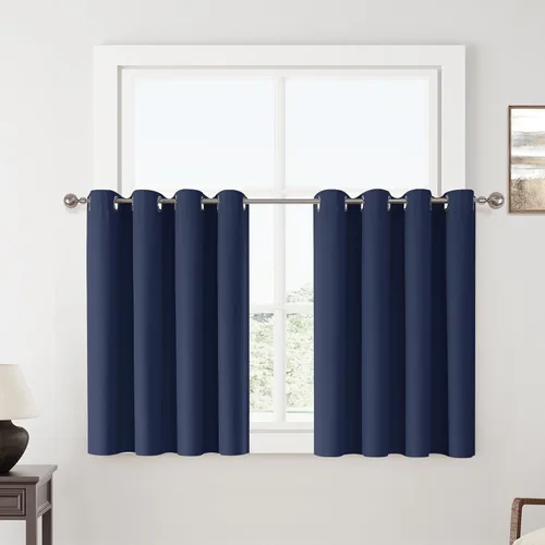 Miniatura 60 de ChrisDowa Cortinas 100% Opacas de Abedul Sólido de 45 Pulgadas de Largo, 2 Paneles para Dormitorio y Sala de Estar, Estilo Granja Oscurecedoras