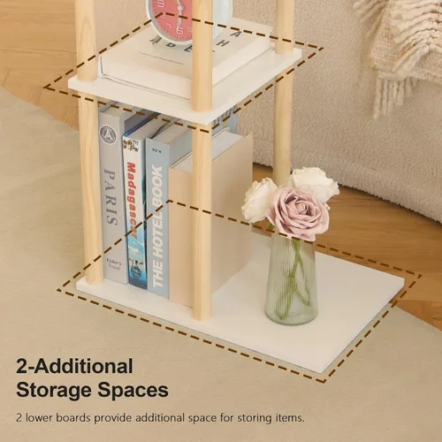 Miniatura 5 de AWASEN Mesa auxiliar en forma de C, mesa auxiliar pequeña para sofá, mesa de sofá de madera de 3 niveles mesa de café para sala de estar, espacio C