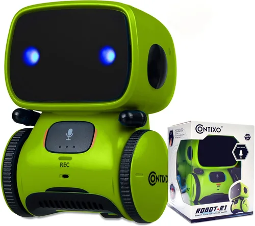 Miniatura 9 de Contixo R1 Juguete robot para niños, robots inteligentes interactivos azules con control de voz, que hablan, bailan, aprenden, sensor táctil