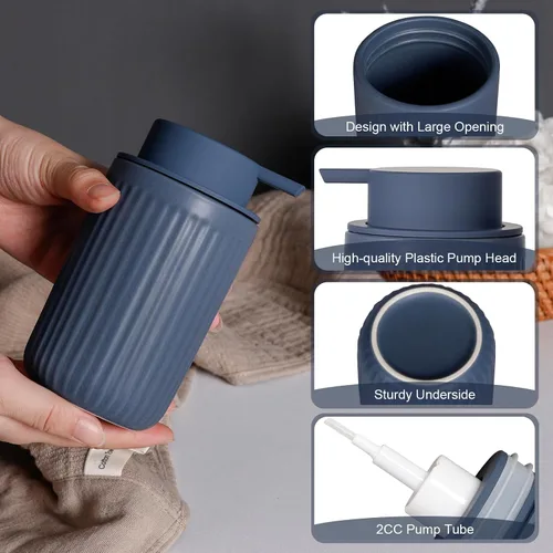 Miniatura 4 de INGOFIN Dispensador de Jabón Espumoso Cerámico - Dispensador de Jabón de Mano de 12oz Espumoso para Baño, Dispensador de Platos Moderno y Recargable