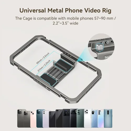 Miniatura 3 de SmallRig Jaula universal para teléfono, kit de aparejo de video para teléfono inteligente con asas, estabilizador de estuche de video