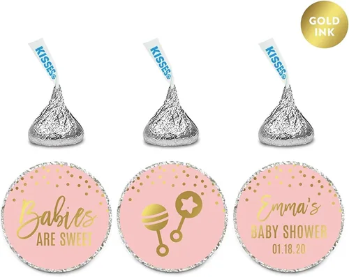 Miniatura 18 de Andaz Press Blush Rosa y Metallic Gold Confeti Lunares Baby Shower Party Collection Banderín colgante con cuerda, Baby Shower, 5 pies, 1 juego