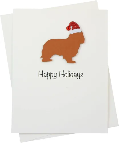 Miniatura 33 de Black Doodle Bernedoodle - Tarjetas de Navidad (10 unidades), hechas a mano, base blanca, perro con sombrero de Papá Noel Negro
